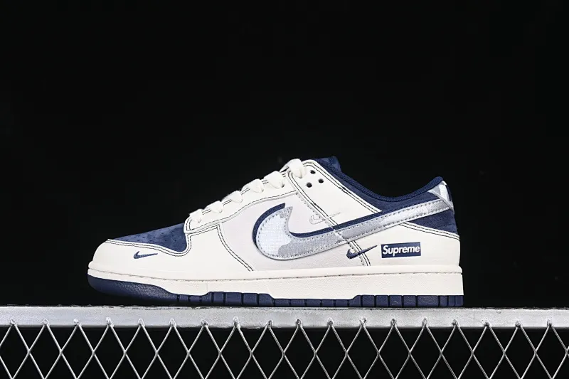 All categories Nk SB Dunk Series Nk SB Dunk Low High-end customized low-top sneakers Nk SB Dunk Low Sup joint dark pattern silver and blue hook Anniversary high-end customized low-top casual sneakers DM6868-044